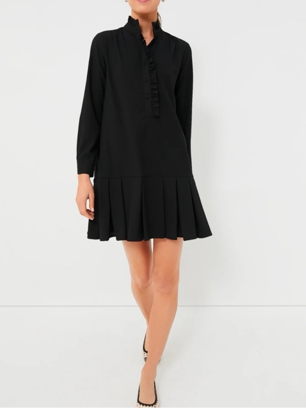 Tuckernuck Black Ruffle Long-Sleeve Mini Dress
